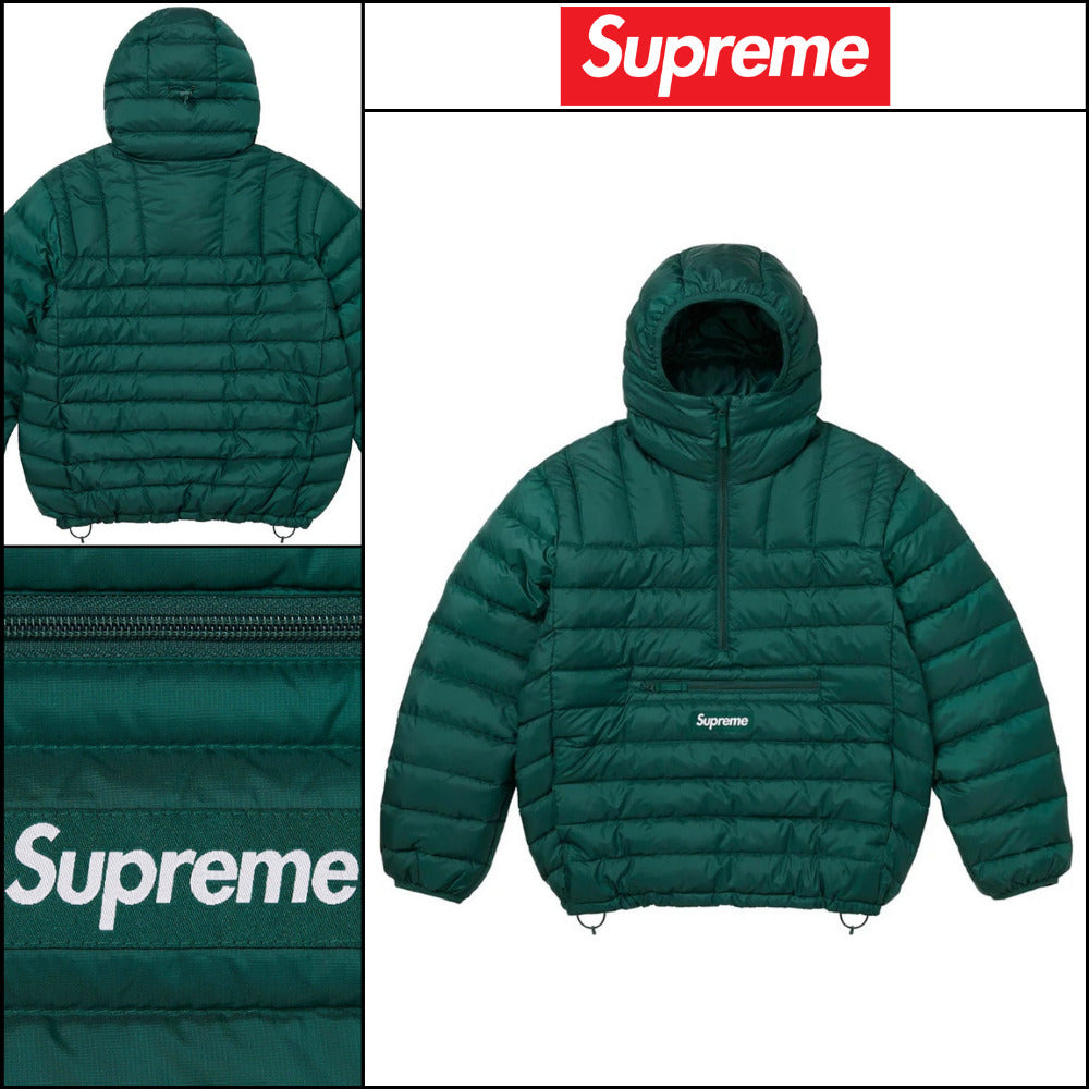 【Supreme】Micro Down Half Zip Hooded Pullover Green 25FW
