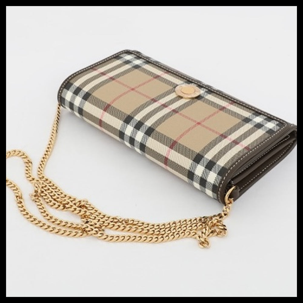 【Burberry】Vintage Check Chain Wallet Mini Women's Shoulder