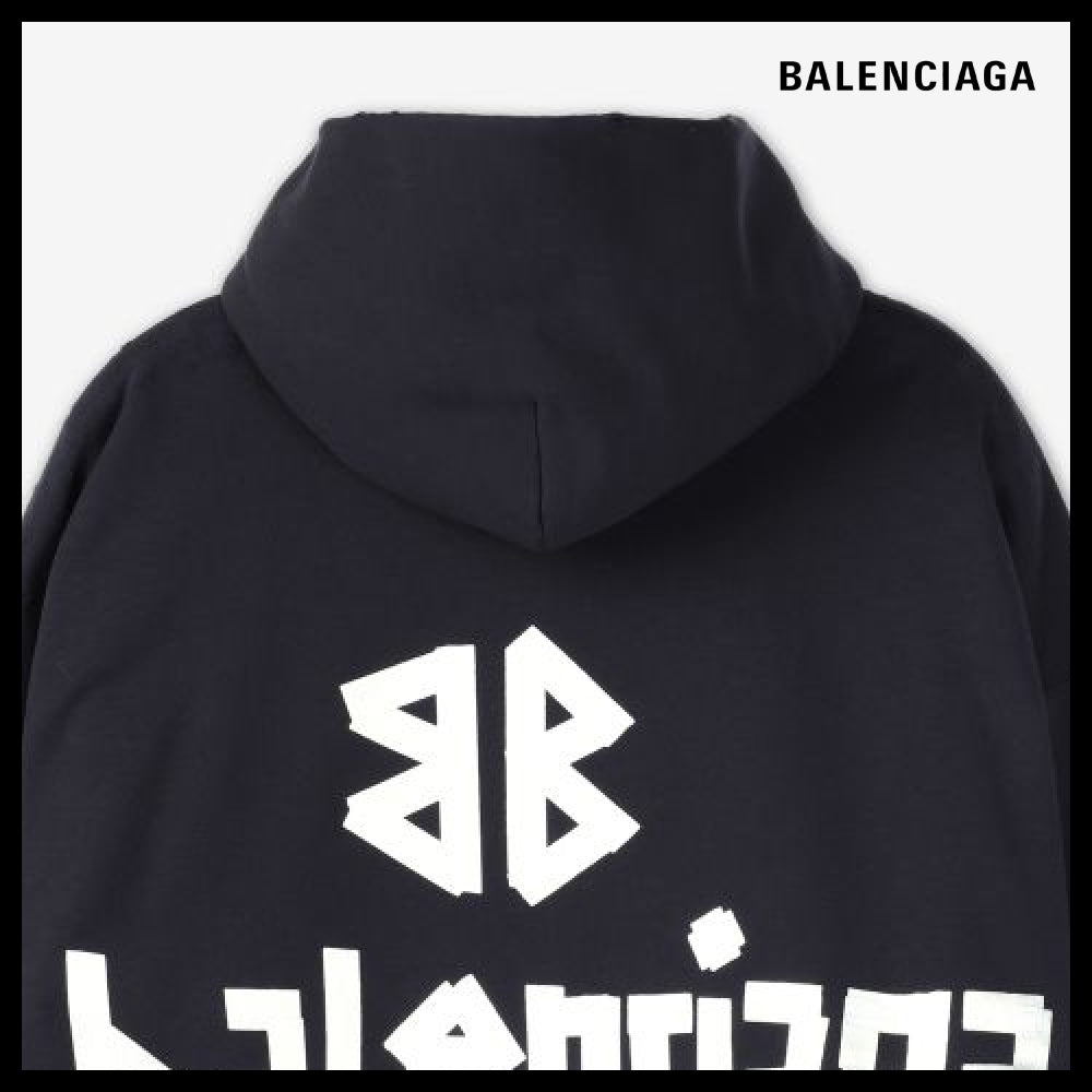 【BALENCIAGA】Ripped Pocket Hood Faded Black:Silver