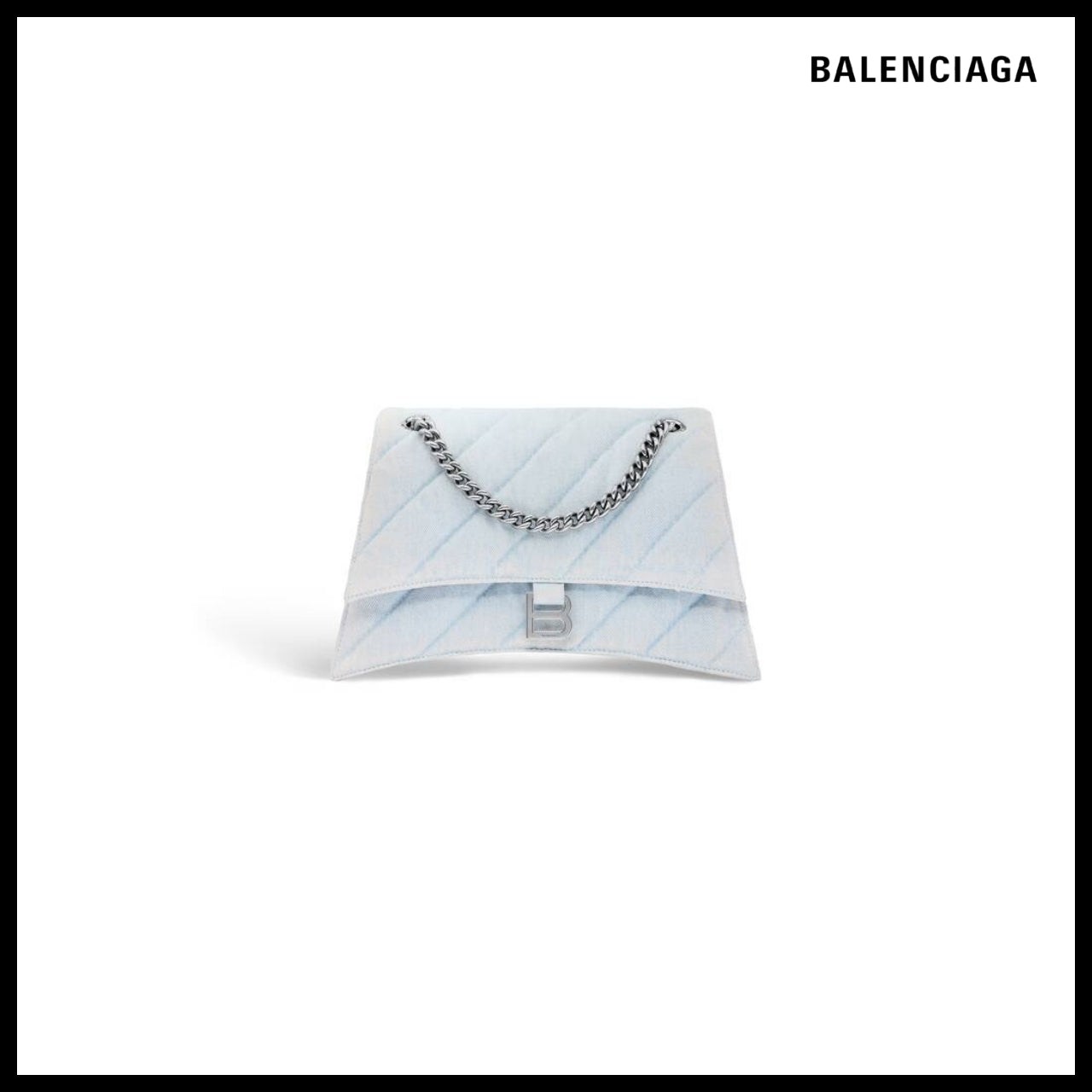 【BALENCIAGA】Crush Medium Chain Bag Quilted Denim