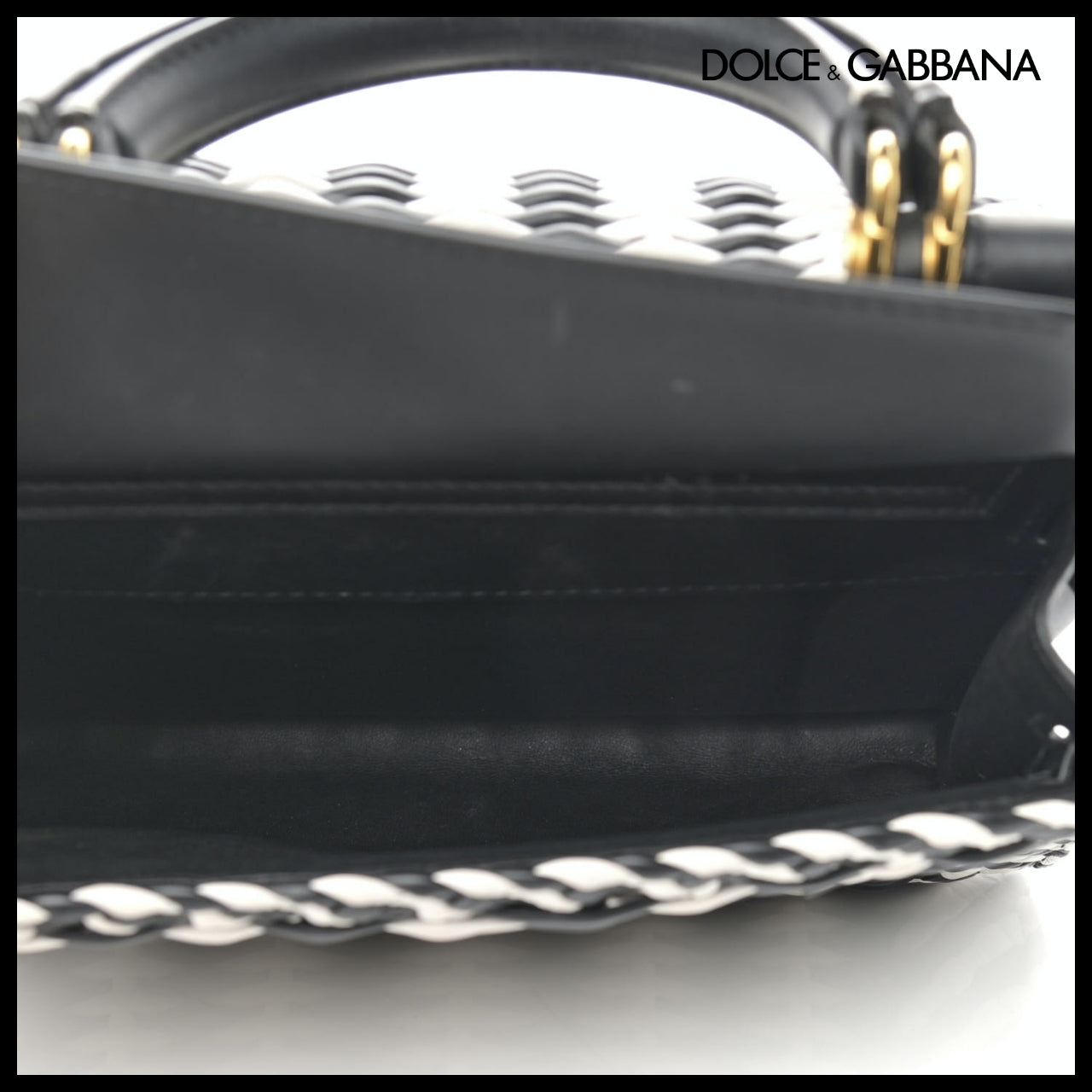 【Dolce & Gabbana】M Sicily 58 Bag Woven Bappa Black White
