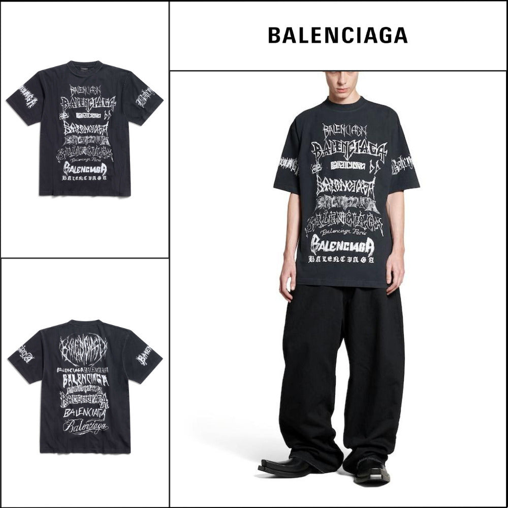 【BALENCIAGA】Large Fit T-Shirt Faded Black White