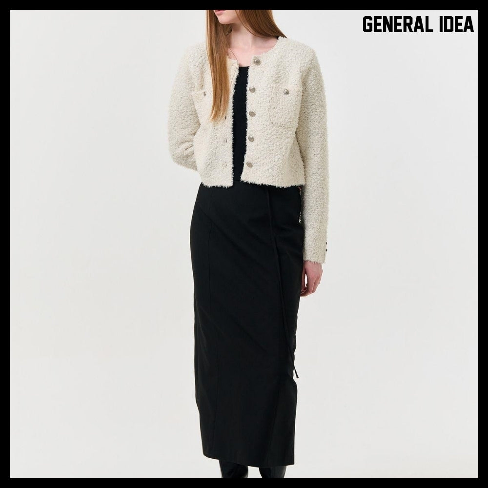 【GENERAL IDEA】Boucle Tweed Knit Jacket IVORY