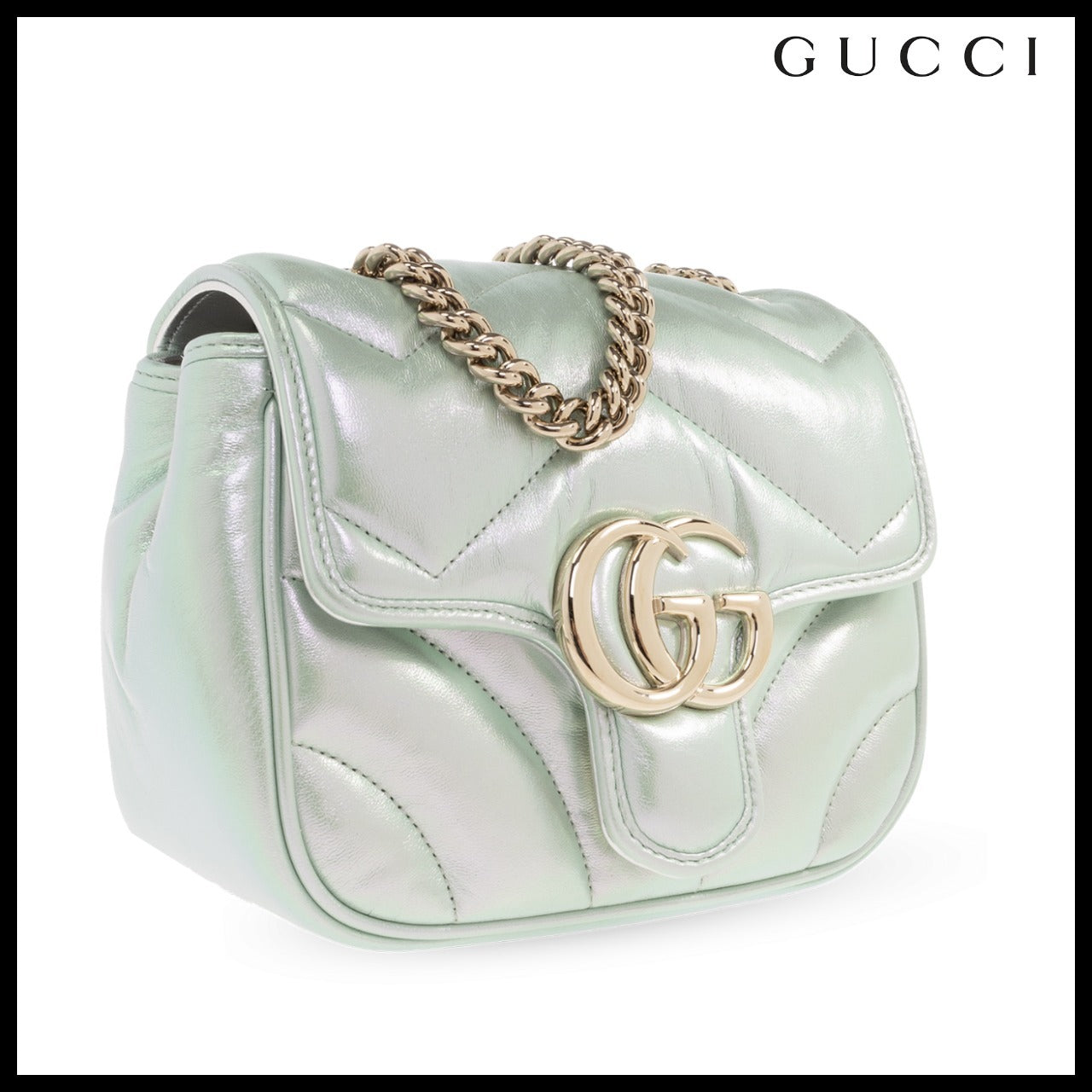 【GUCCI】GG Marmont 2 Chevron Quilted Nappa Flap Bag