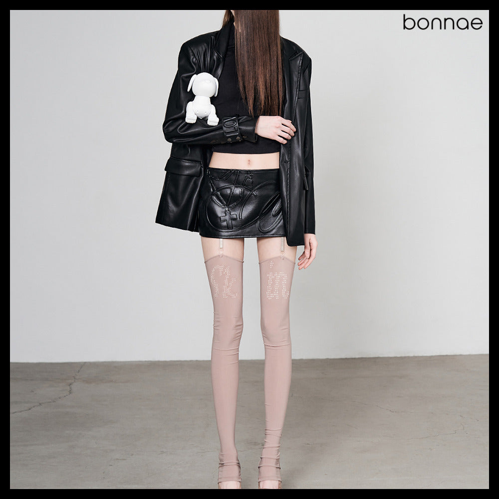 【Bonnae】Faux Leather Blazer 2Colors