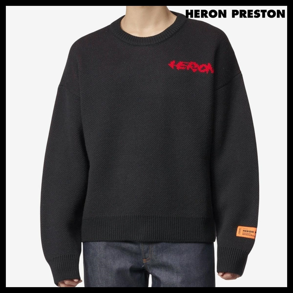 【Heron Preston】Flaming Crewneck Knit Black