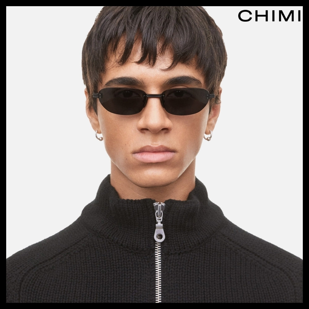 ◆CHIMI◆ リムレス オーバル ブラック サングラス おしゃれ