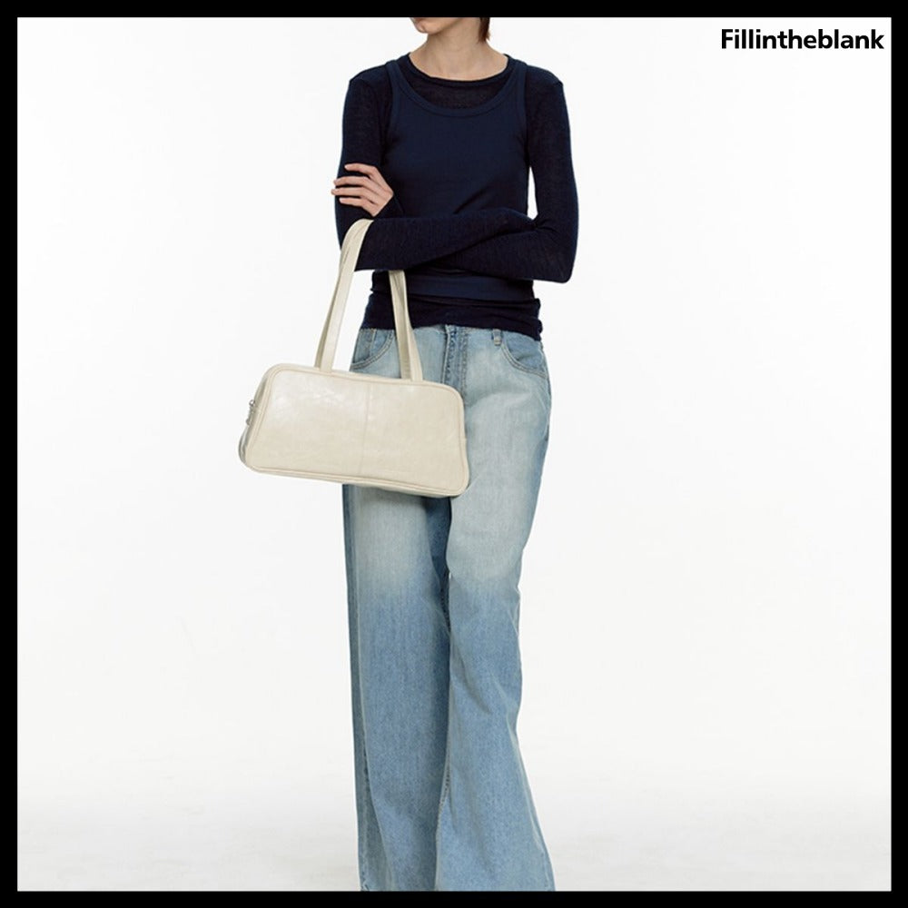 【FILL IN THE BLANK】TRAPEZOID BAGUETTE SHOULDER BAG 3COLORS