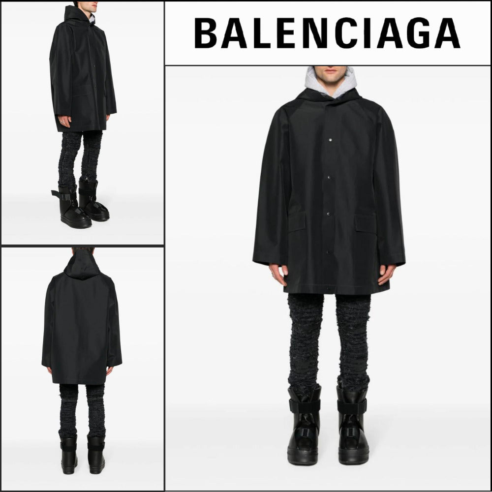 【BALENCIAGA】Hooded Rain Jacket Black