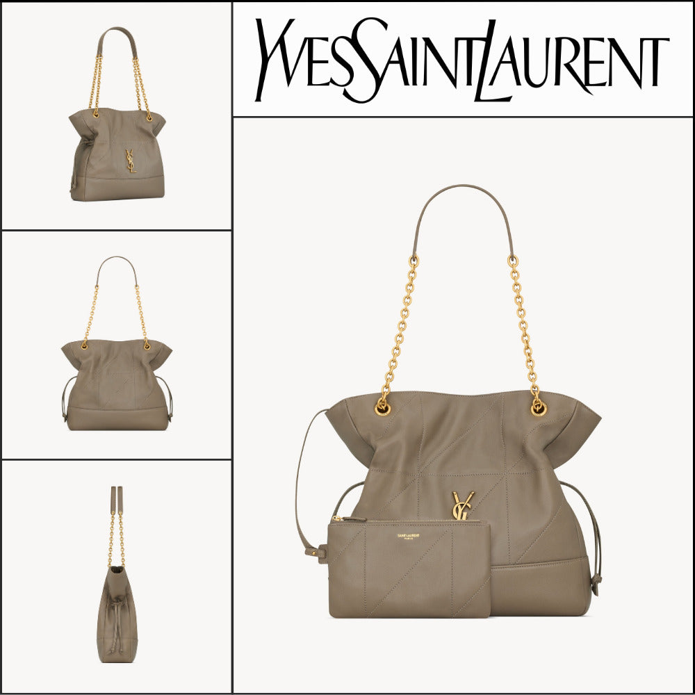 【Saint Laurent】Lambskin Small Shopping Bag Light Taupe