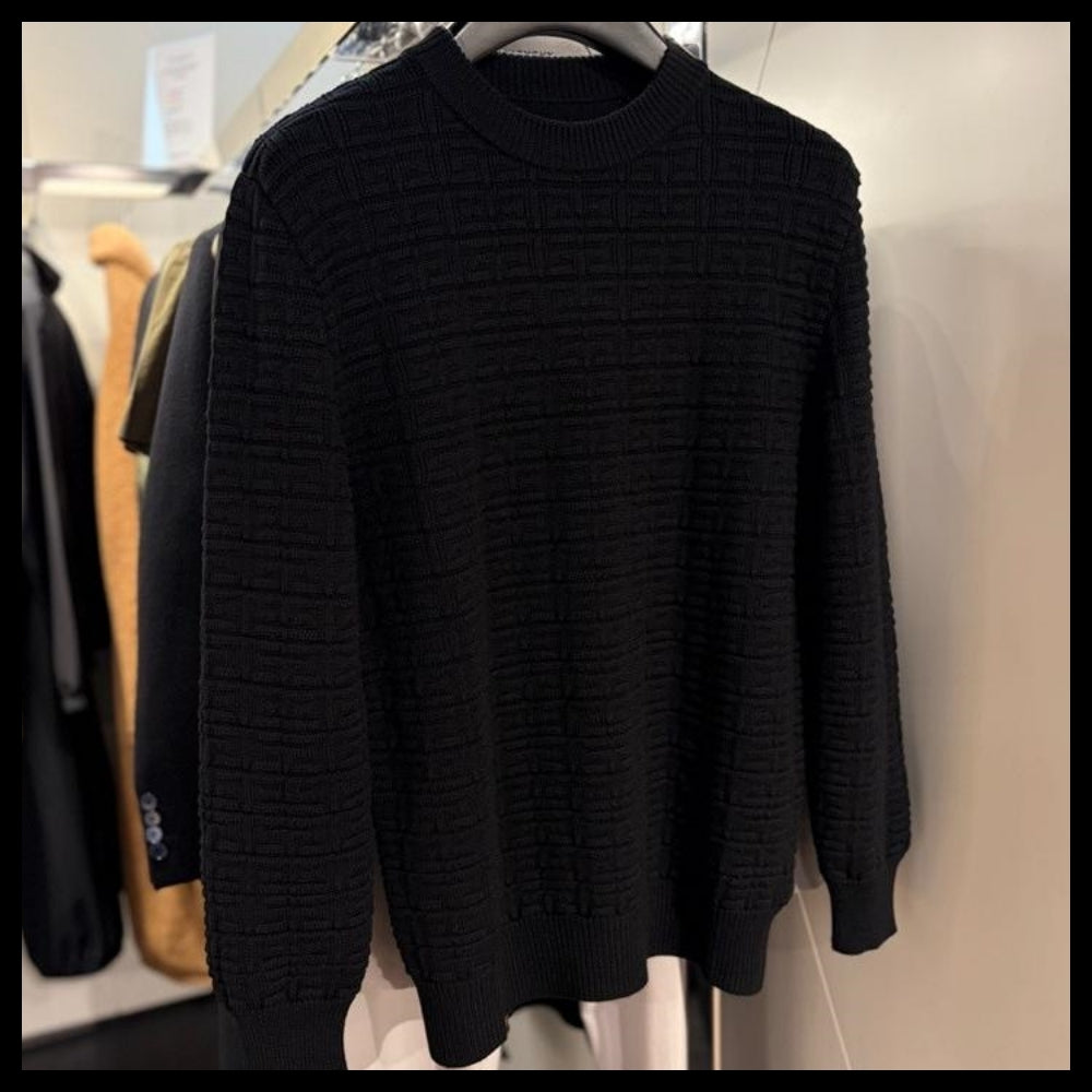【GIVENCHY】Jacquard Wool Knit Sweater Black