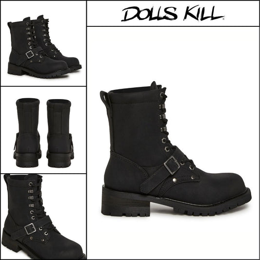 ◆DOLLS KILL◆DARKER WAVS Outro Cadet Boot Black