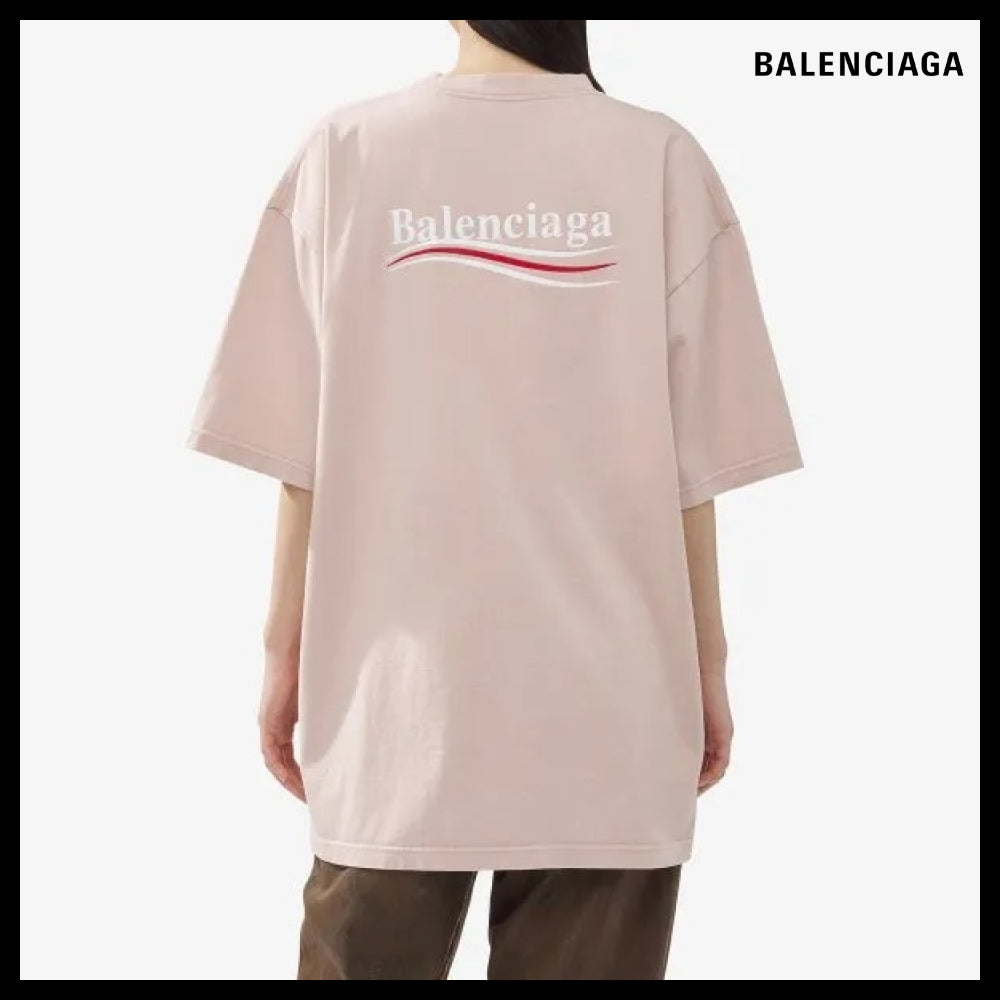【BALENCIAGA】Political Wave Logo T Shirt Pink