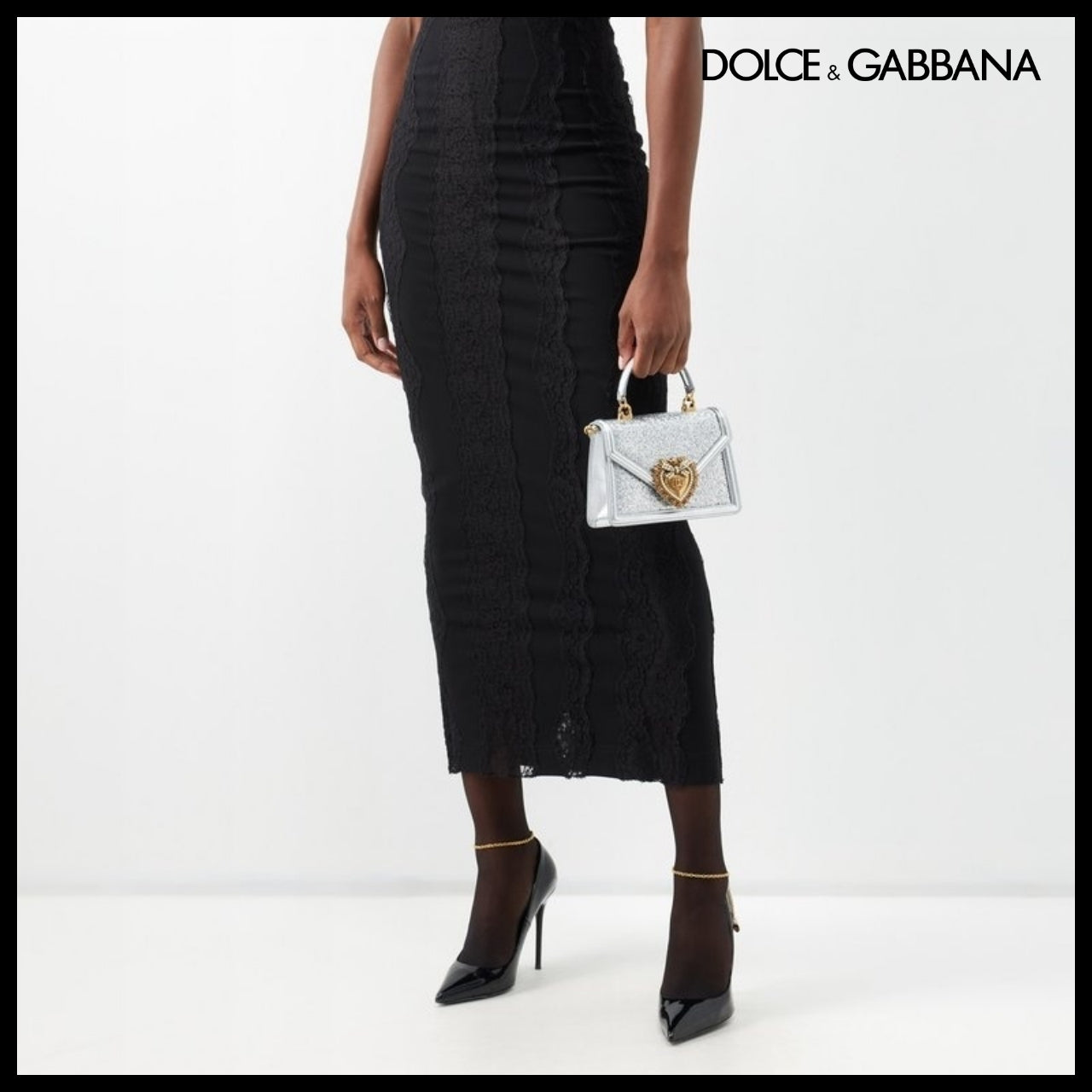 【Dolce & Gabbana】Small Devotion Top-Handle Bag Silver