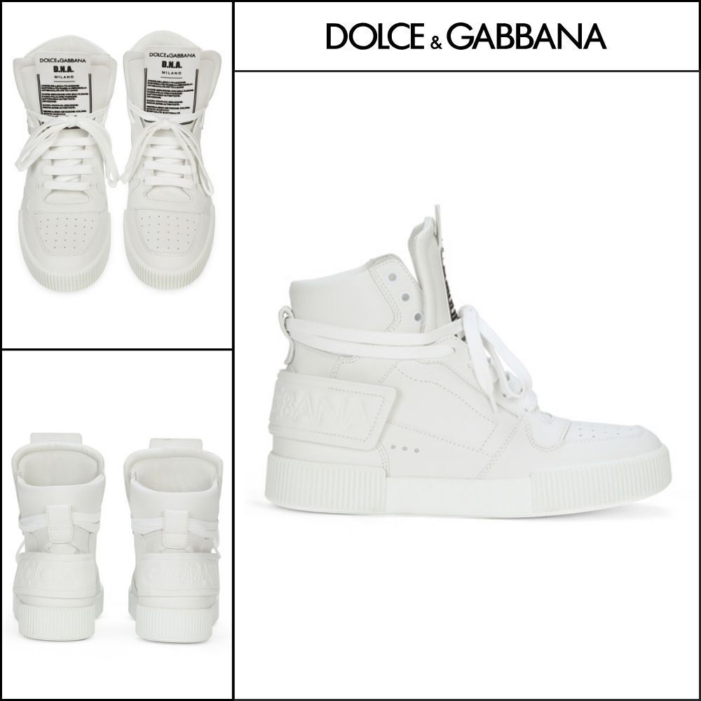 【Dolce & Gabbana】LEATHER SNEAKERS HIGH-TOP WHITE
