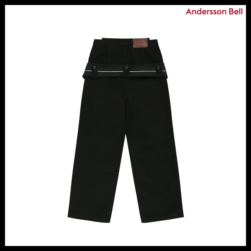 【ANDERSSON BELL】Double Waistband Wide-Leg Trousers Black