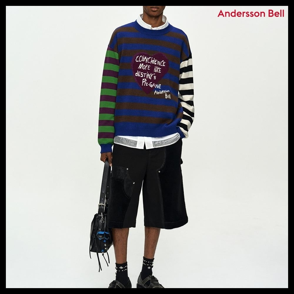 【ANDERSSON BELL】Boys Heart Message Crew-Neck Sweater