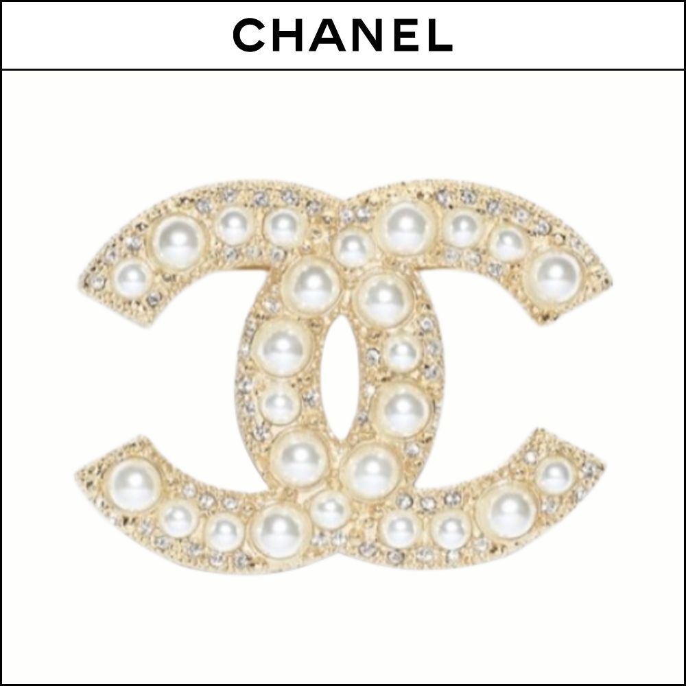 【CHANEL】Brooch Metal Glass Pearls Glass Strass