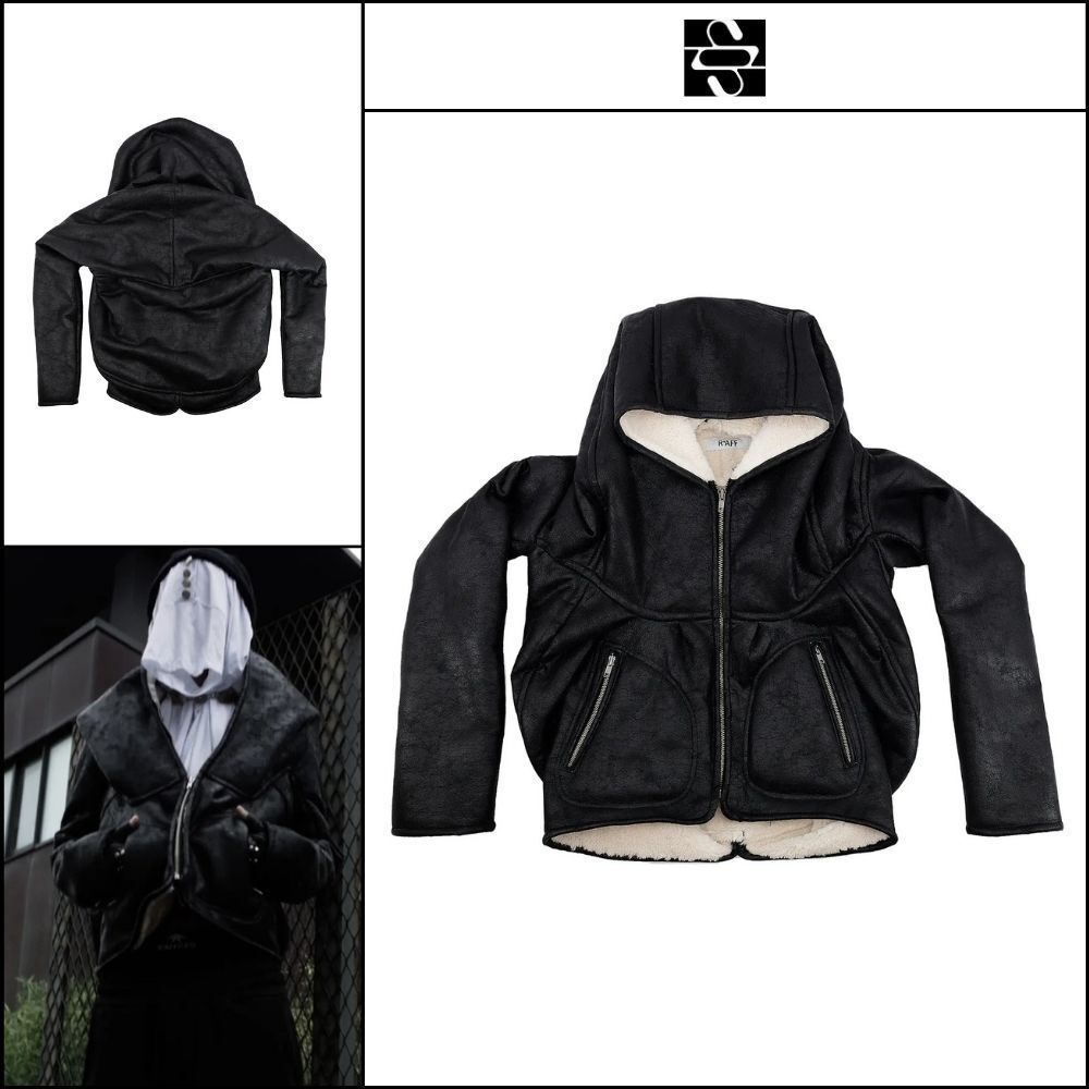 【SUNDAYOFFCLUB】GHAST Crackle Shearling Hoodie Black
