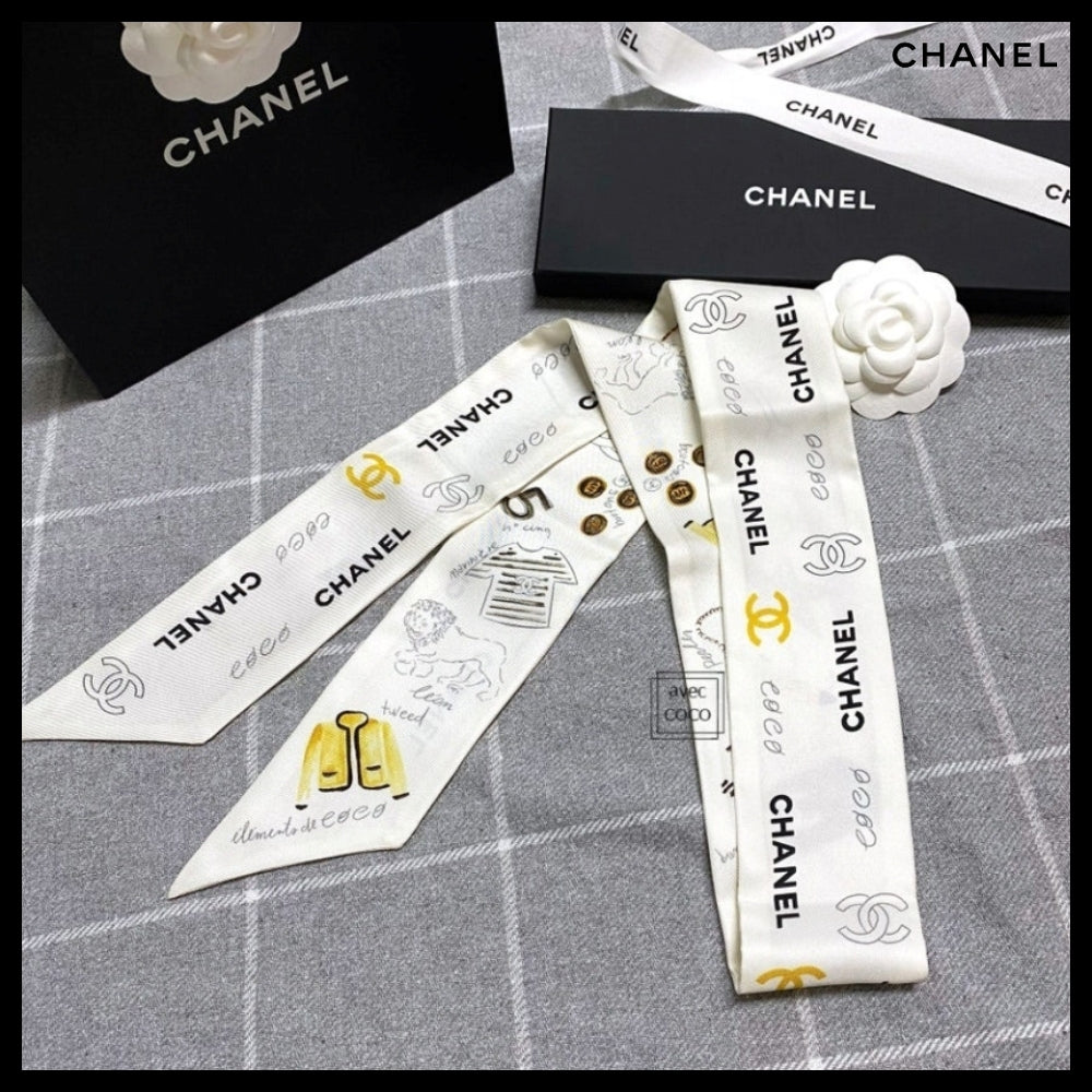 【CHANEL】Silk Slim Bandeau Twilly Scarf