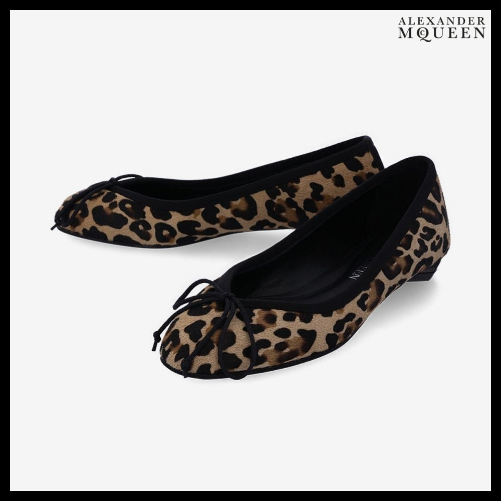 【Alexander Mcqueen】Armadillo Ballet Flats Leopard Black