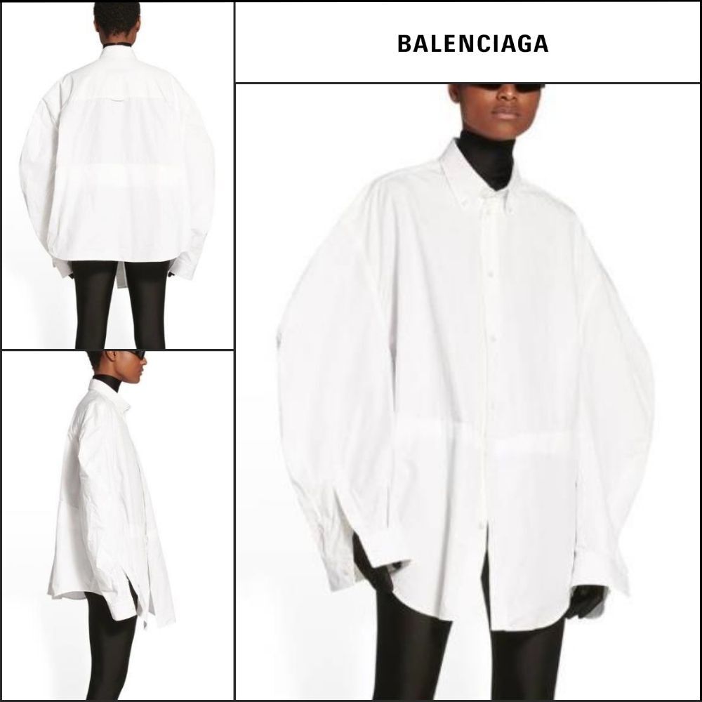 【BALENCIAGA】Twisted Sleeve Shirt White