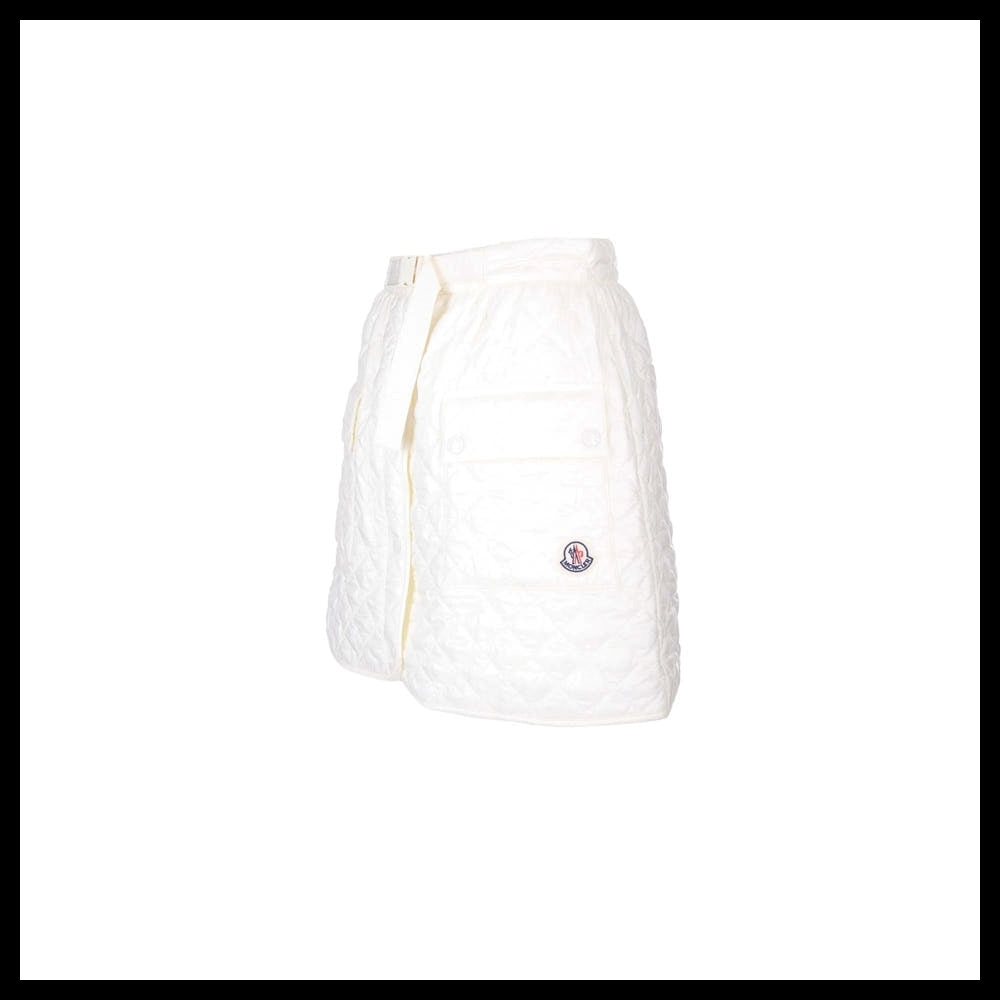 【MONCLER】Logo Quilted Mini Skirt Ivory Women