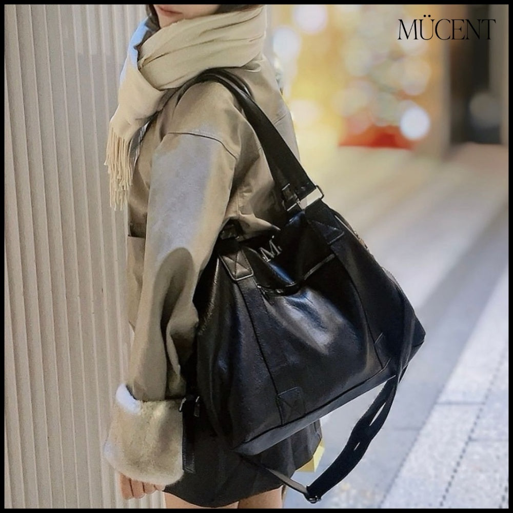 ★MUCENT★PRIME WRINKLE LEATHER TOTE BAG