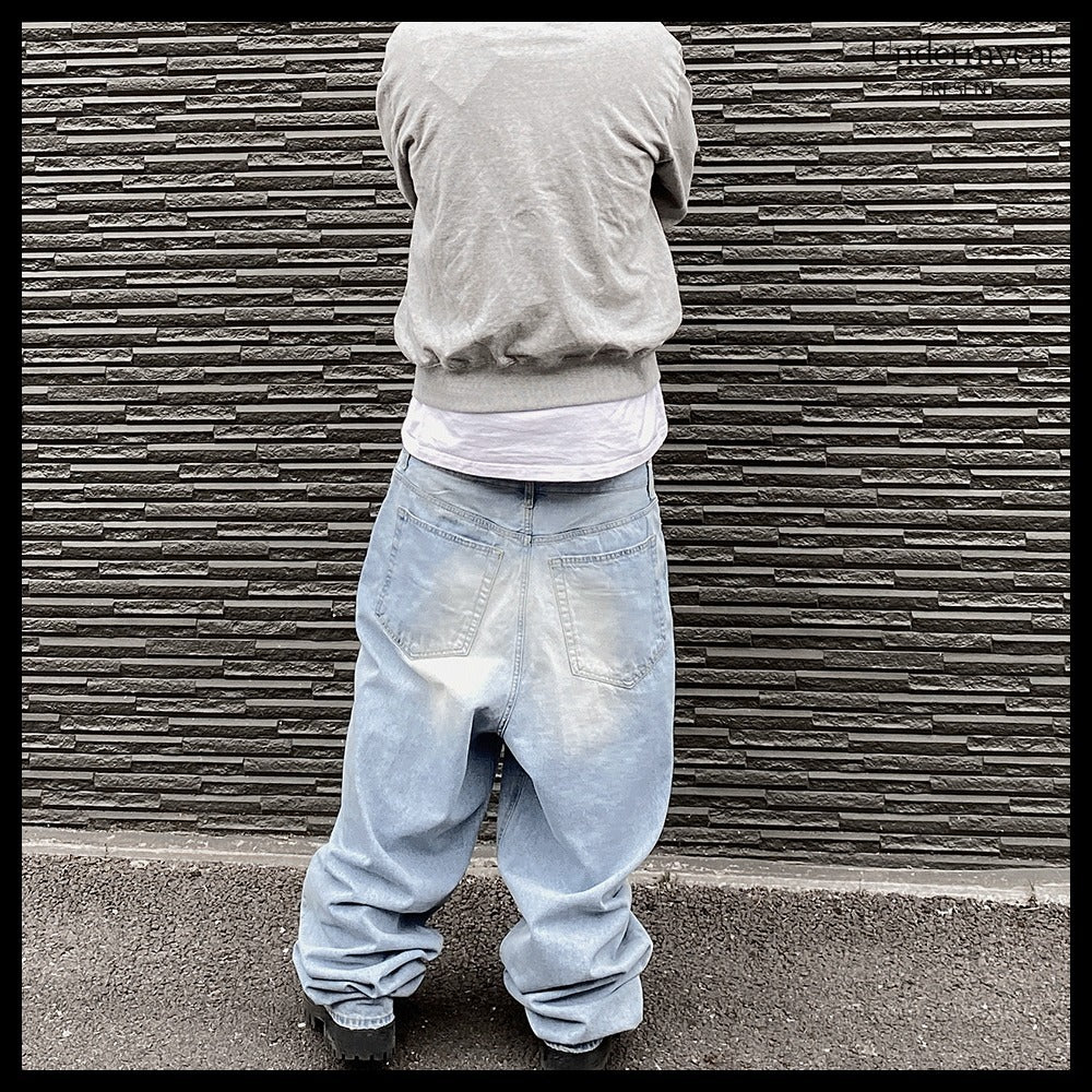 【Undermycar】Mu.31 Anti FxxkingLogoPlayBrushWashedWideJeans
