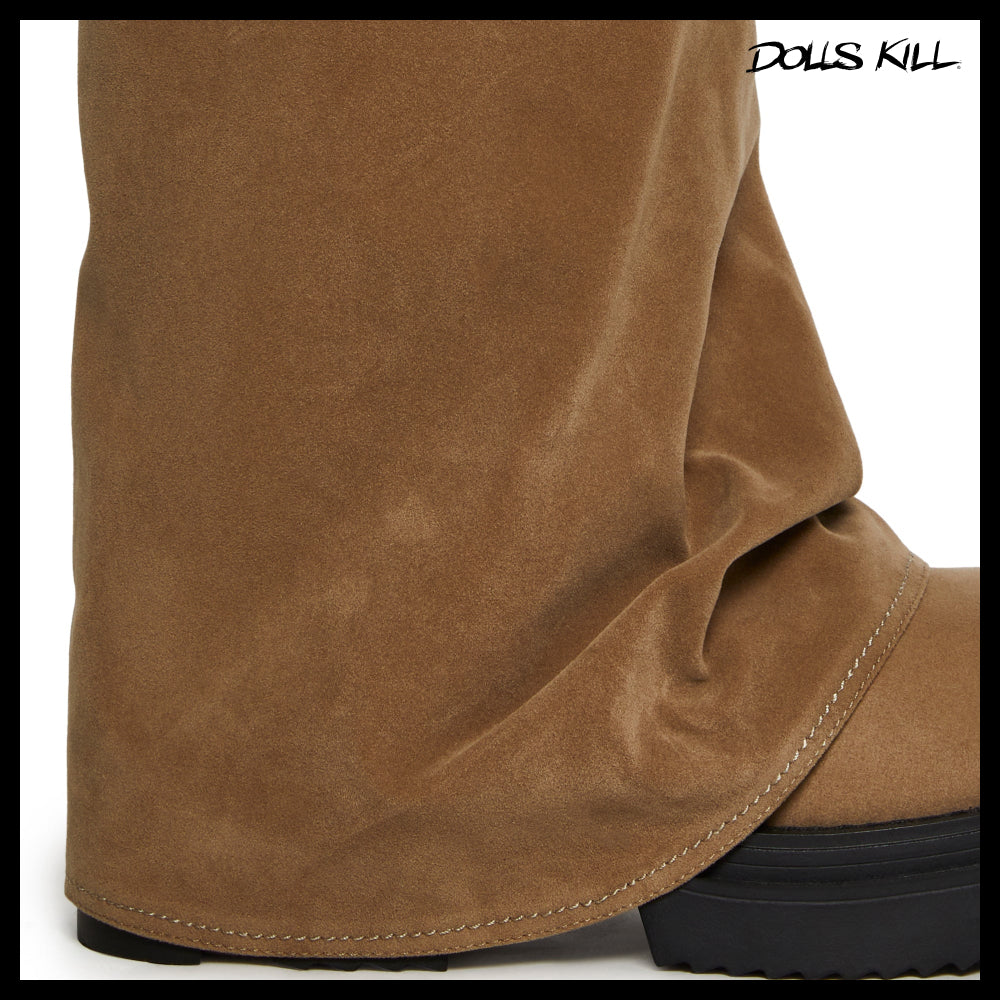 ◆DOLLS KILL◆DARKER WAVS Ego Foldover Boots Brown