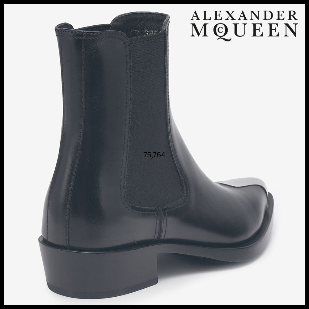 【alexander mcqueen】Metallic Toe Chelsea Boots - Black