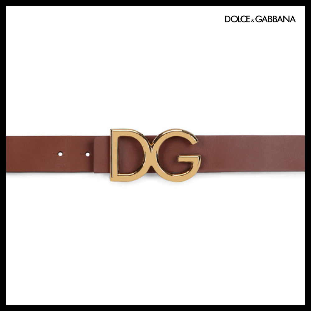 【Dolce & Gabbana】LEATHER BELT WITH DG LOGO