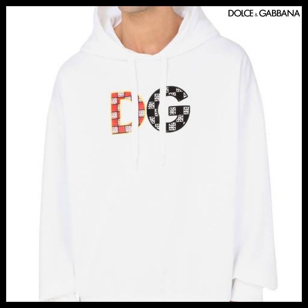 【Dolce & Gabbana】Jersey Sweatshirt with DG Patch White