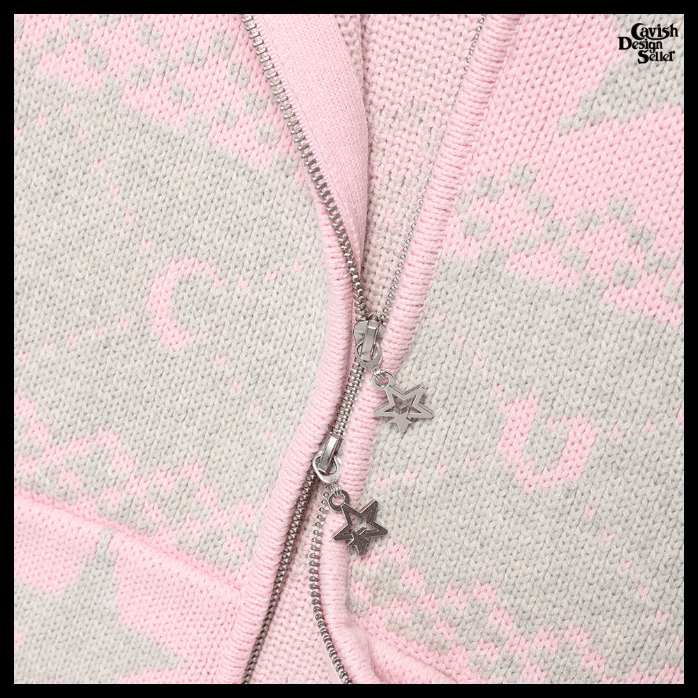 【CAVISH】Nordic Knit Zip-Up Hoodie