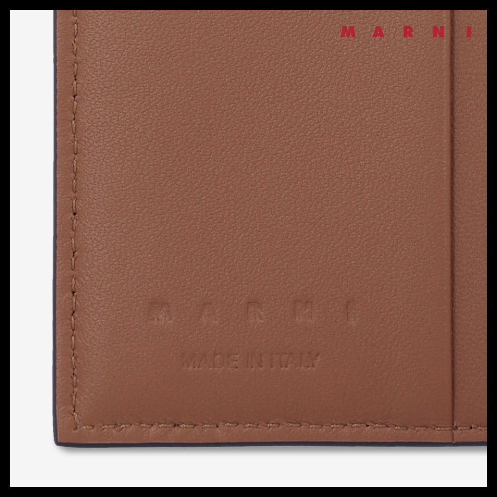 【MARNI】Logo envelope tripod money clip wallet cinnamon