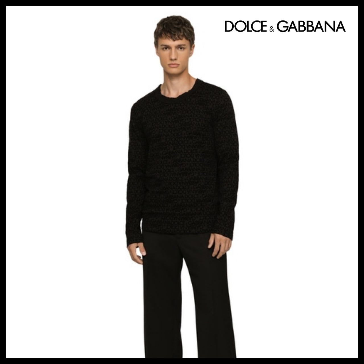 【Dolce & Gabbana】COTTON FLOCKED LONG-SLEEVE T-SHIRT