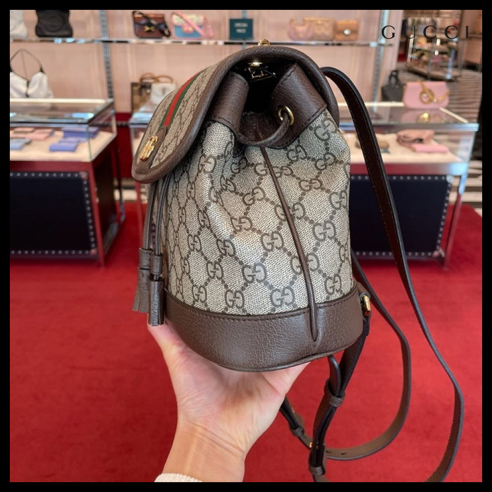 【GUCCI】GG Ophidia Supreme Mini Backpack Beige Ebony