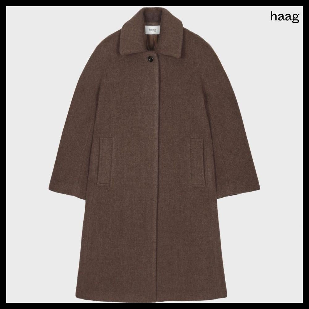 【HAAG】A Wool Single Coat Brown