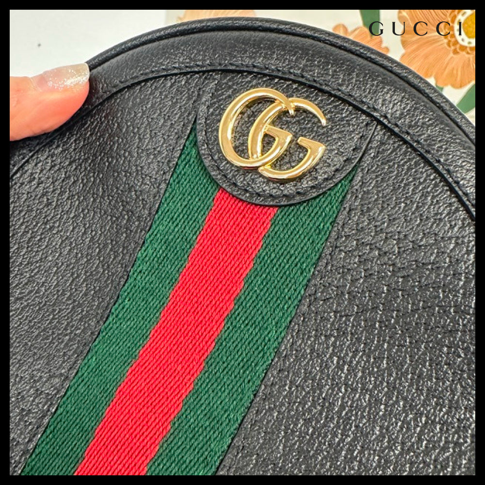 【GUCCI】Ophidia Web Round Mini Chain Backpack Black