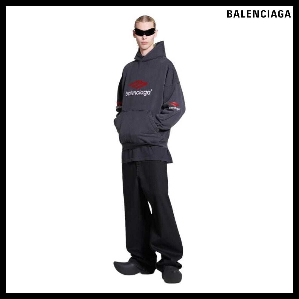 【BALENCIAGA】Sports Icon Hoodie Oversized Black