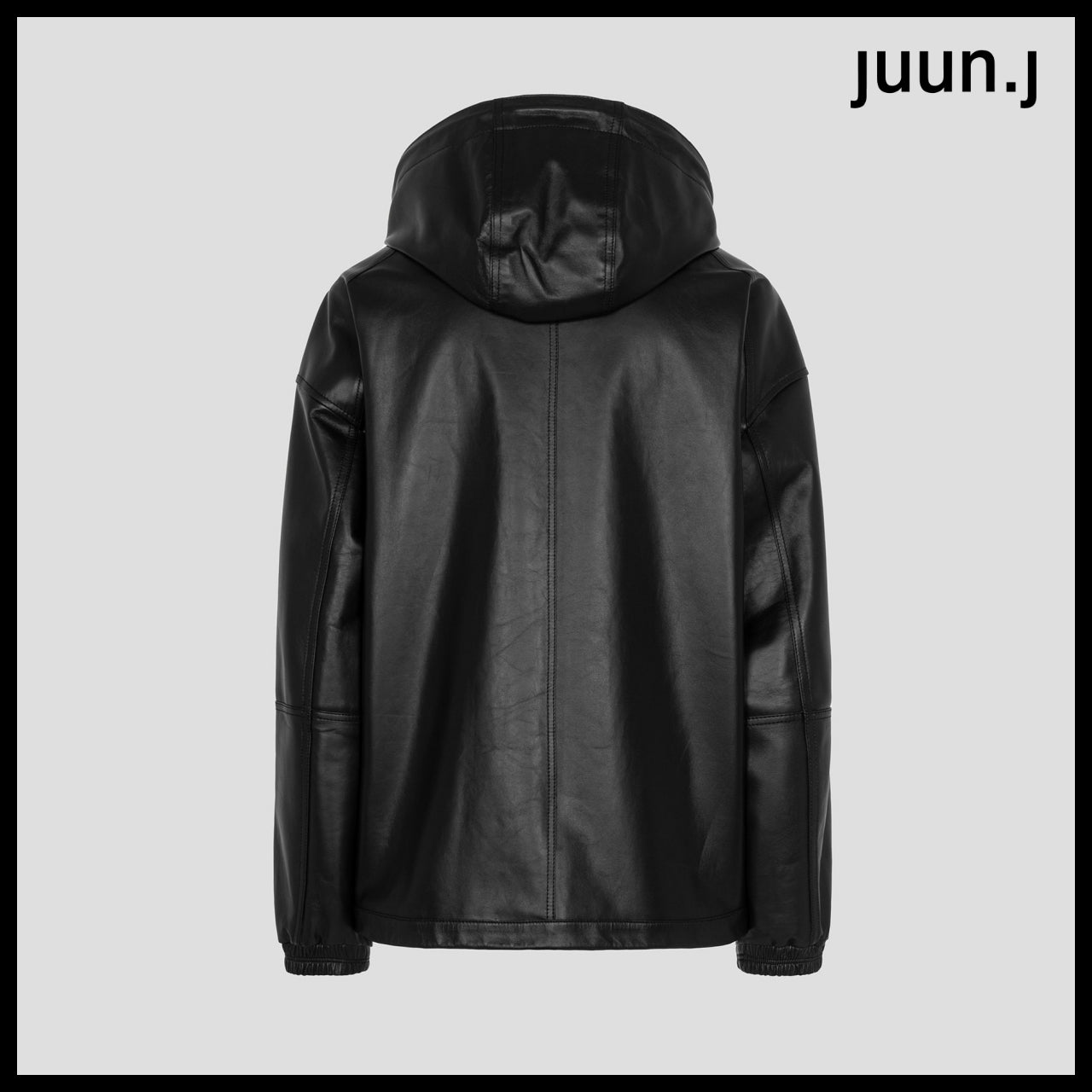 【JUUN.J】Leather Hood Zip-Up Jumper Black