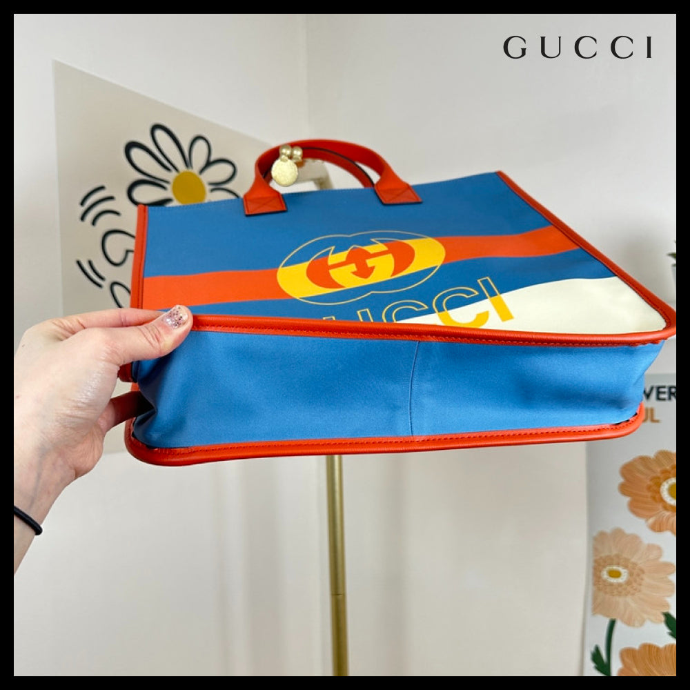 【GUCCI】 ウェブ インターロッキング ロゴ スクエア トート