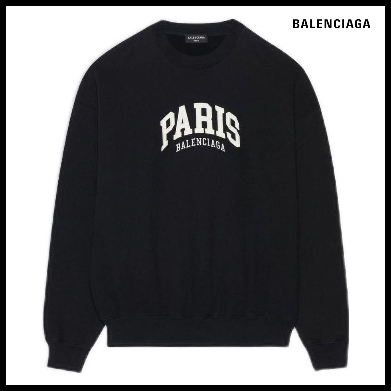 【BALENCIAGA】Cities Paris Crewneck Sweatshirt Black White