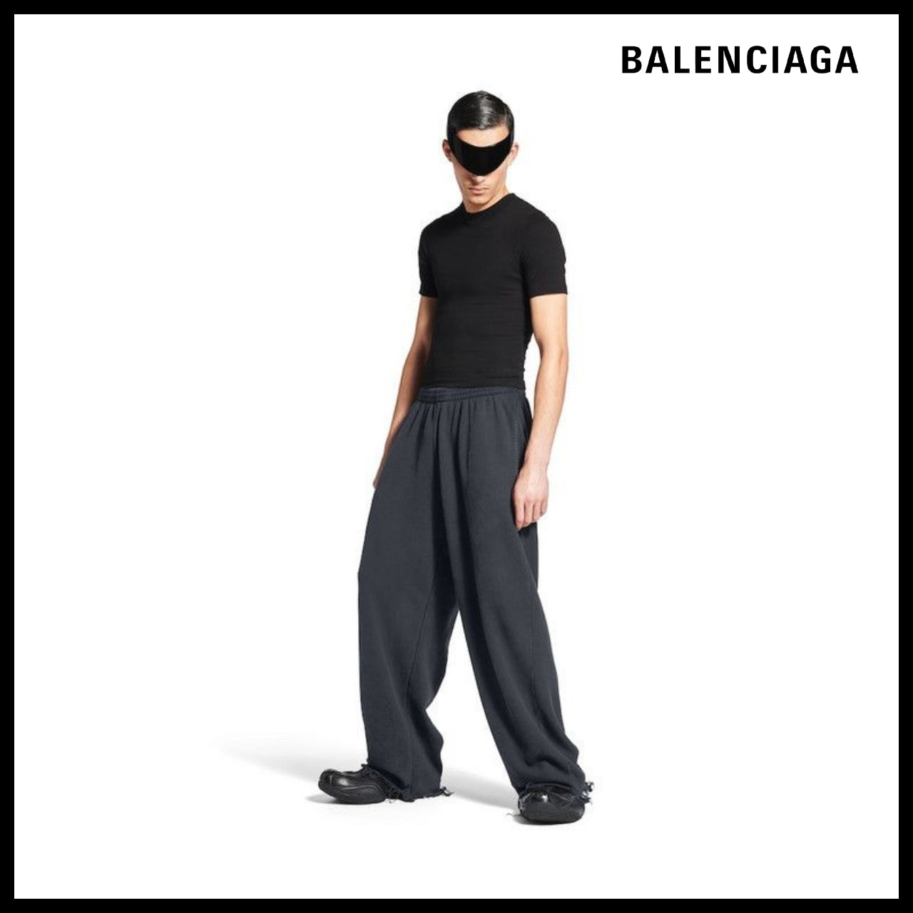 【BALENCIAGA】Nail Polish Cropped Sweatpants & Joggers Black