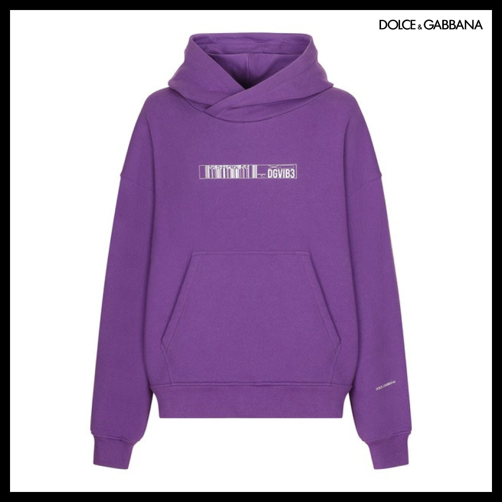 【Dolce & Gabbana】JERSEY HOODIE WITH DGVIB3 PRINT Purple