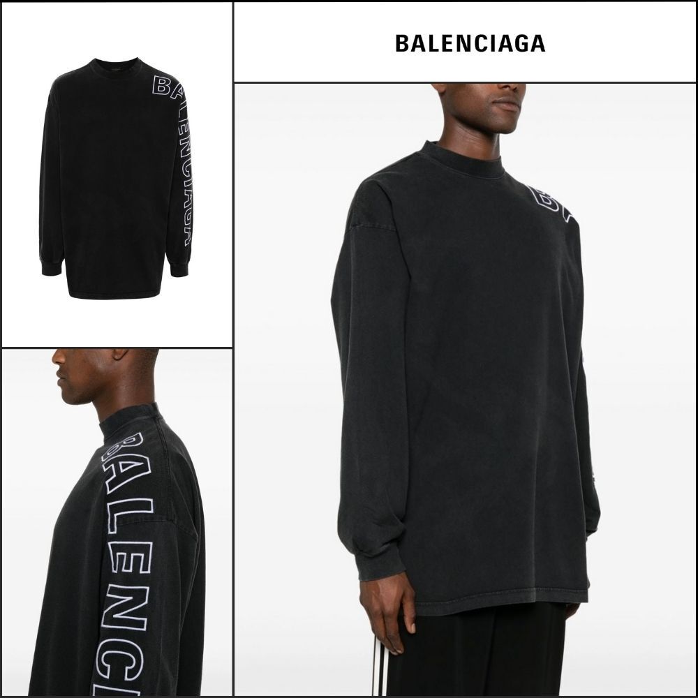 【BALENCIAGA】Outline Long Sleeve T-Shirt Oversized Black