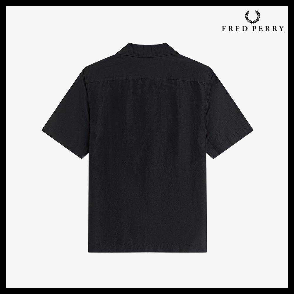 【FRED PERRY】Linen Blend Revere Collar Shirt Black