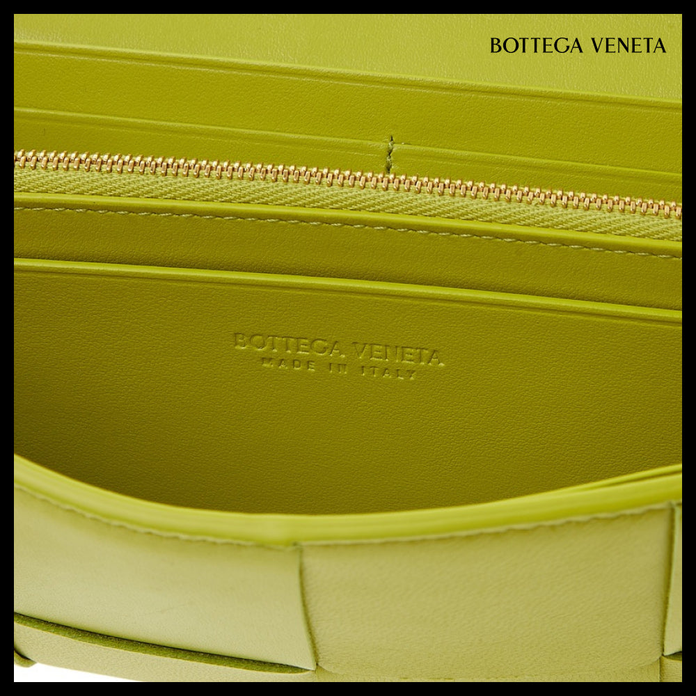 【BOTTEGA VENETA】Intreccio Nappa Calf Flap Wallet KIWI
