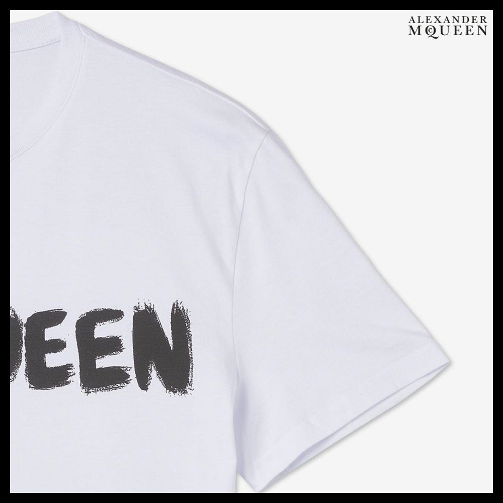 【Alexander Mcqueen】Graffiti Logo Print T-shirt White