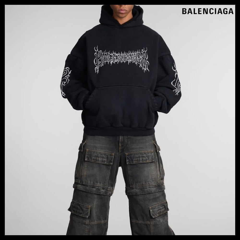 【BALENCIAGA】Darkwave Round Hoodie Oversized Black